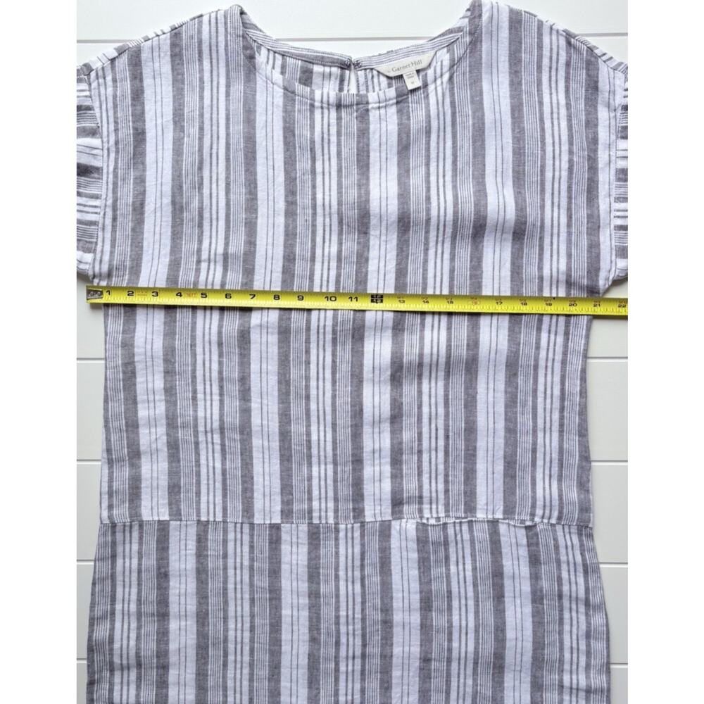 Garnet Hill Meraki Linen Shift Dress Gray White Stripe European Flax Coastal M - Picture 12 of 14
